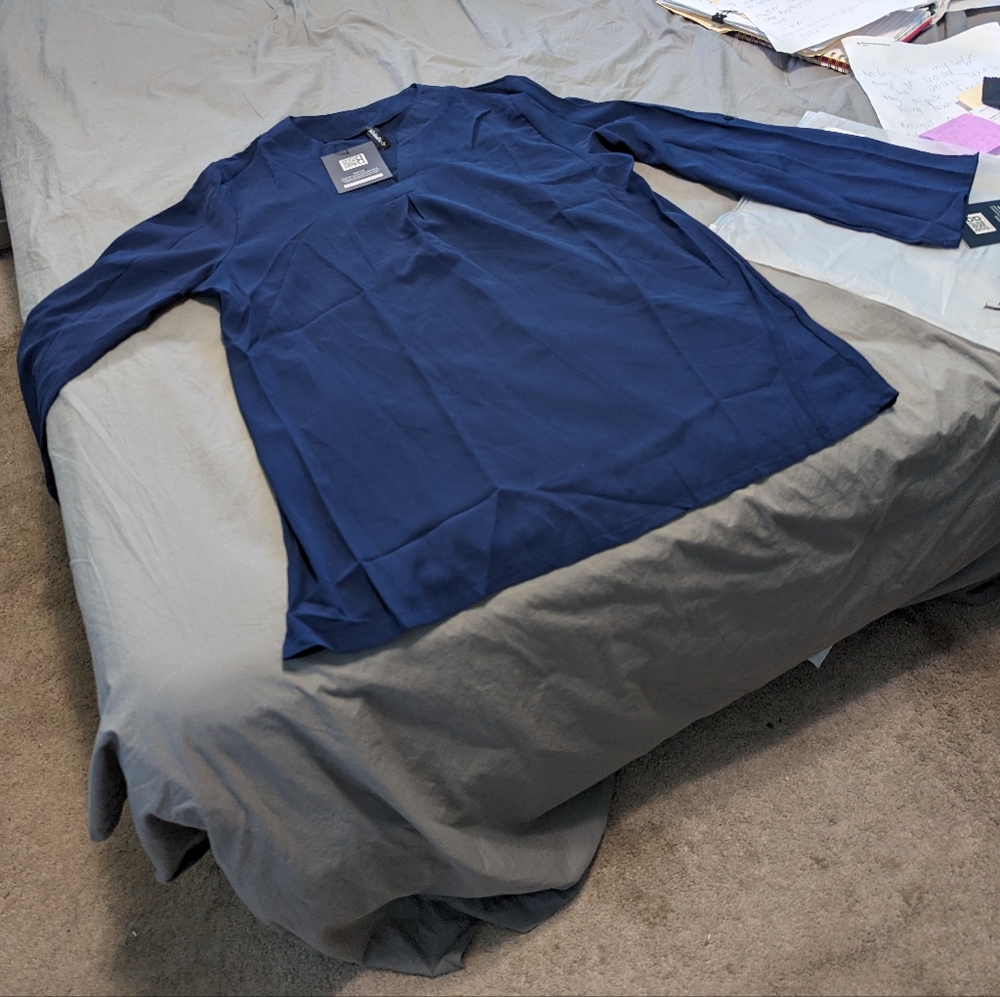 Long Sleeve Blouse, Blue.